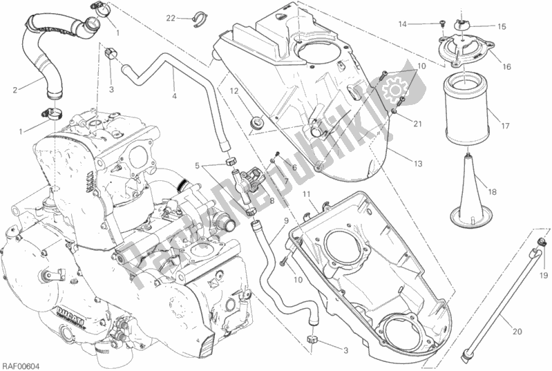 All parts for the Air Intake - Oil Breather of the Ducati Supersport S Brasil 937 2018